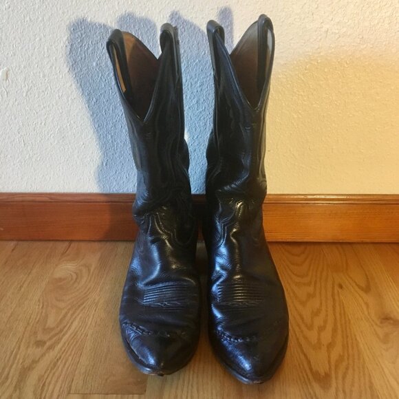 Tony Lama Other - Tony Lama Black Leather Cowboy Boots Western Pull On Boots Size 10 D